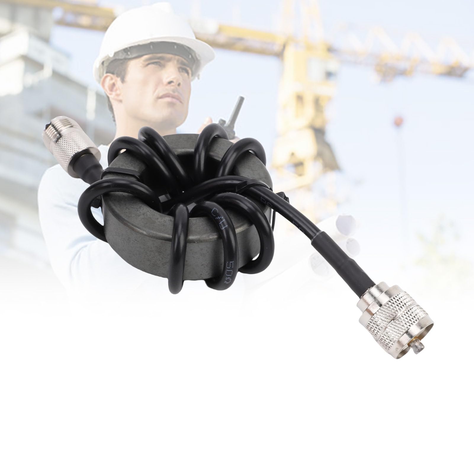 Sxhlseller ZP614 EM43 Choke de Corta Anillo Magnético EM43 Anillo Magnético 45 Mm 1.8-30MHz HF Balun con M Conector Masculino a Femenino para la Comunicación de Radio RF RF