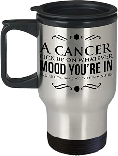 A Cancer Pick Up On Whatever Mood You're In And Feel Same Way Within Minutes. 14 Ounce Silver Stainless Steel Travel Coffee Mug with Handle. Tumbler g