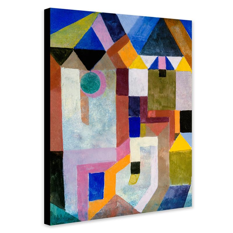 Colourful Architecture Abstract Wall Art (1917) by Paul Klee - Wrapped Framed Canvas Wall Art (A4 [12 x 8 inch / 30 x 20 cm])
