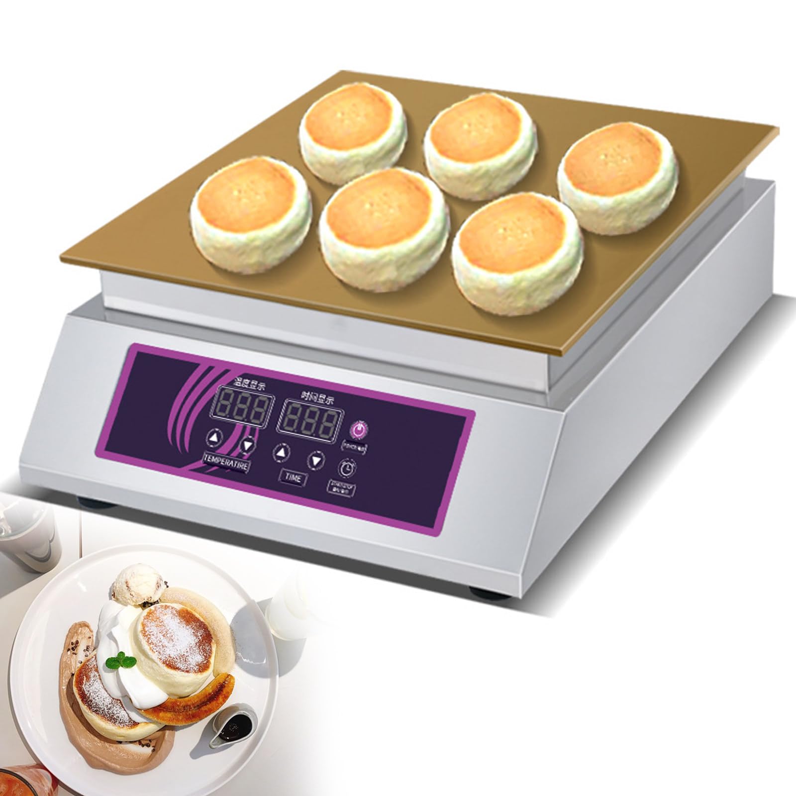 GTHTUHFD Electric Soufflé Maker, Pancake Souffle Maker, Commercial Dorayaki Maker, Muffin Grill With Adjustable Temperature, Suitable For Home Kitchen, Restaurant, Snack Bar