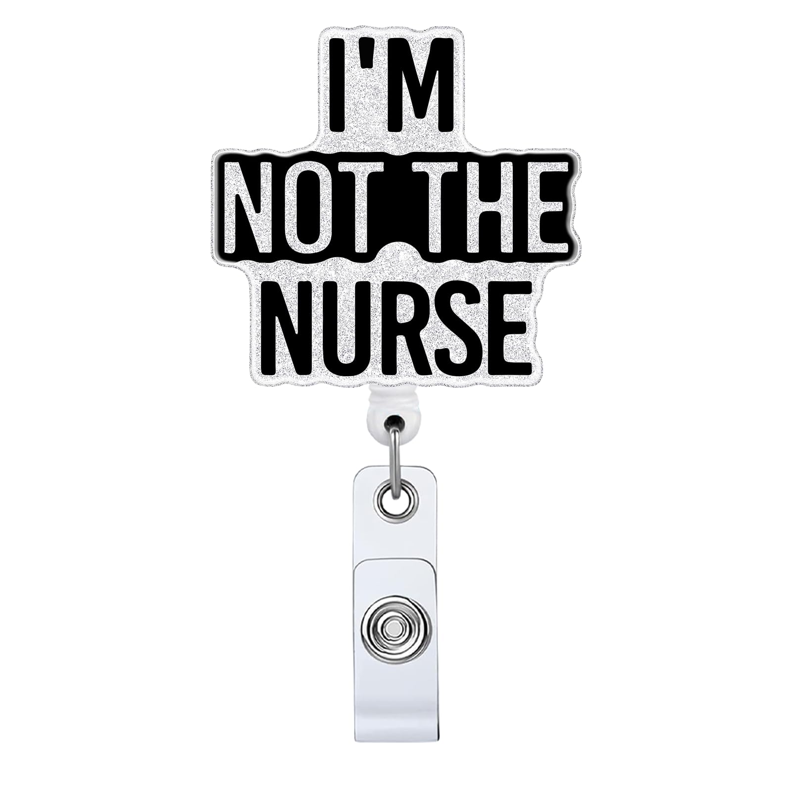 I'm Not The Nurse Retractable Badge Reel, Funny ID Clip Name Tag Card Gift for Nursing Student Doctor RN LPN Medical Assistant Work Office Alligator