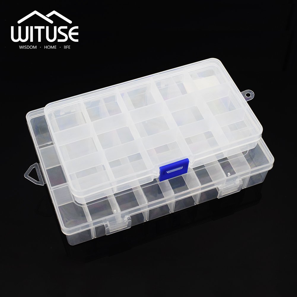 YCDC 15/24 Grids PP Storage Box Case Jewelry Earrings Screw Organizer Holder 2Pcs