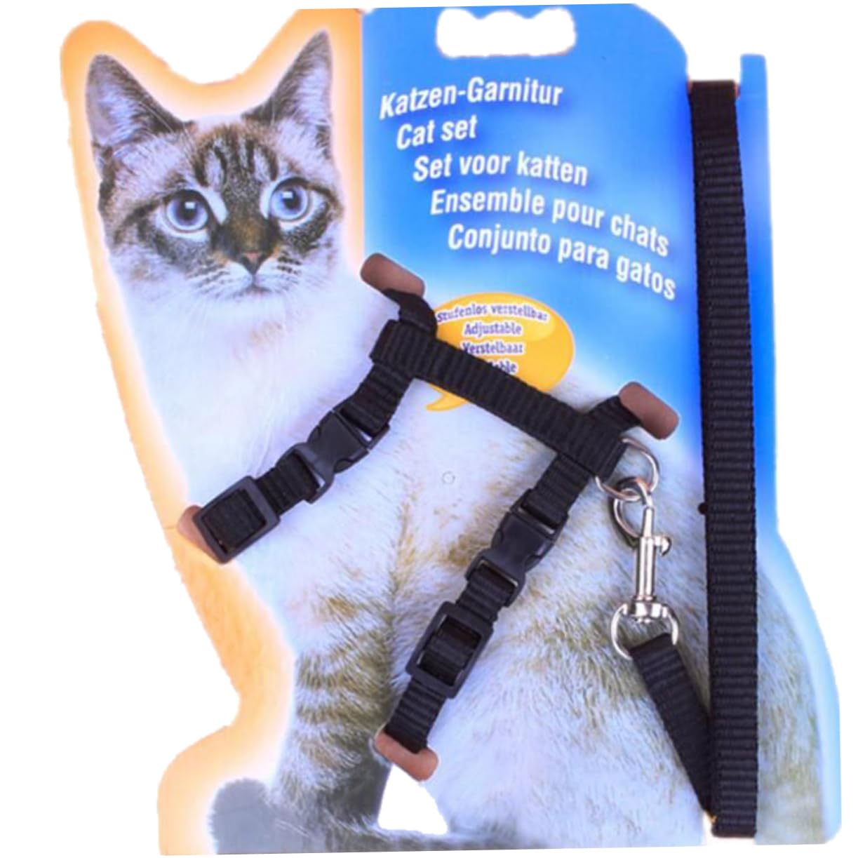 Yardwe Cat Harness and Leash Set Safety Strap Retractable Cat Rope Black Kitten Harness