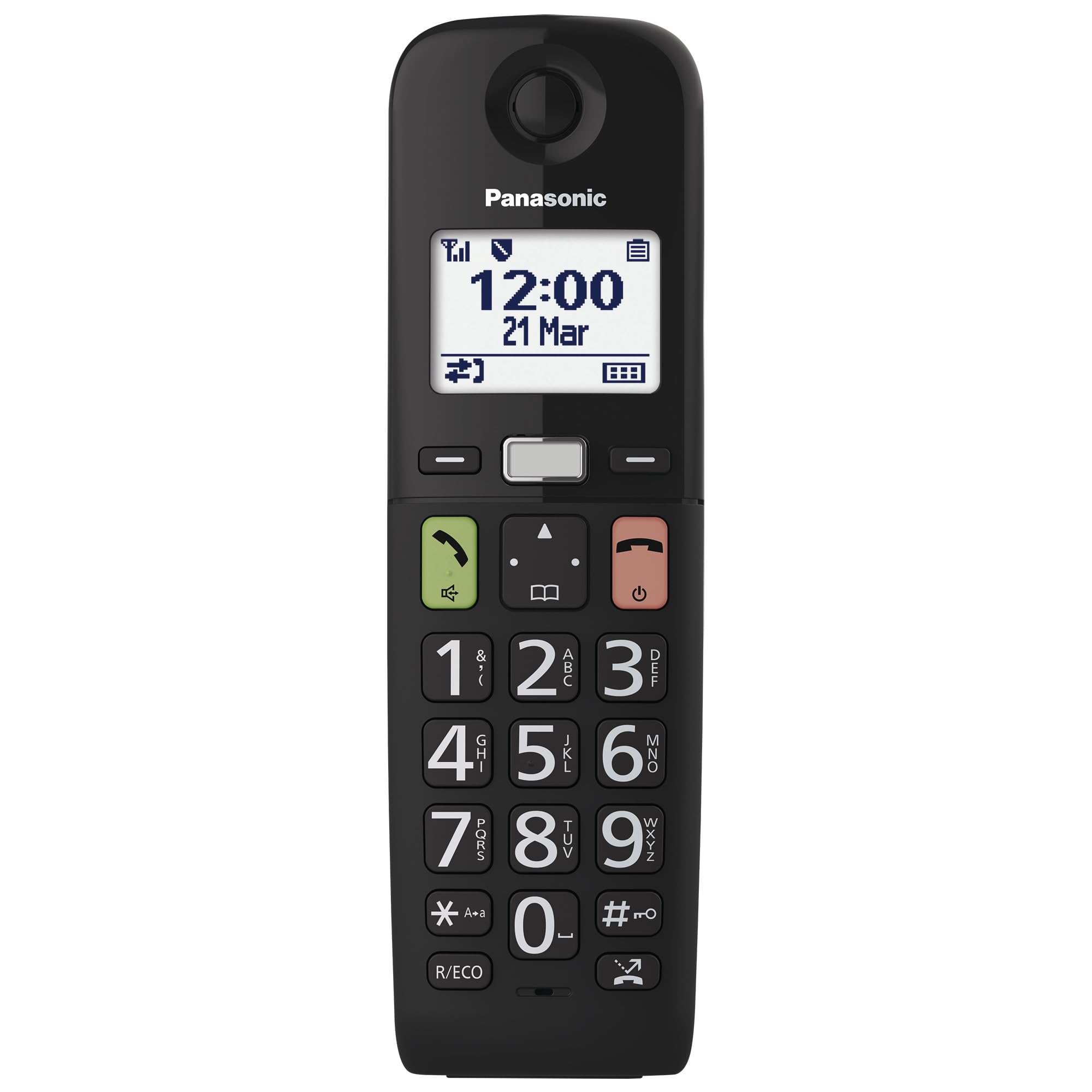 Panasonic KX-TGUA10EXB - Combinado Adicional para teléfonos Digitales inalámbricos KX-TGU130/KX-TGU110, Teclas Grandes, Llamadas favoritas, Compatible con audífonos, Unidad Principal requerida, Negro
