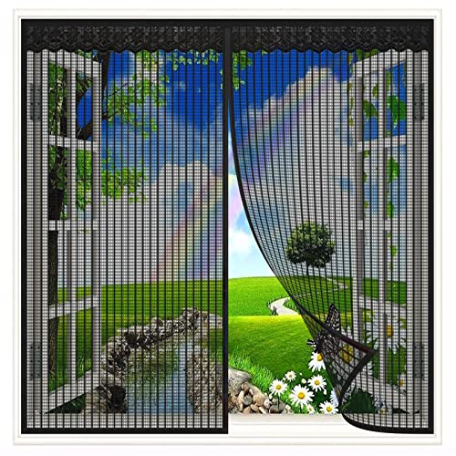 Mosquitera para ventana magnética negra de 130x195cm de fácil instalación