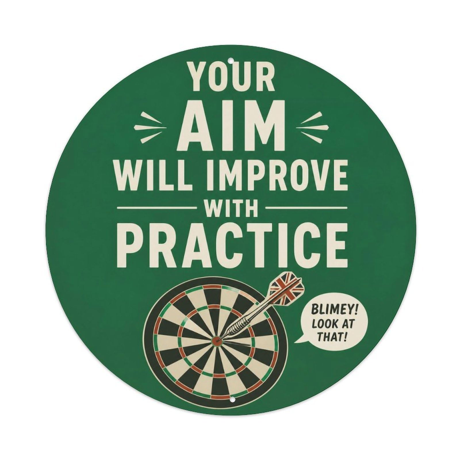 Olyhtr 8X8inch Classic Style Aim Improve Accuracy Public Humor British Minimal Icon Metal Tin Sign