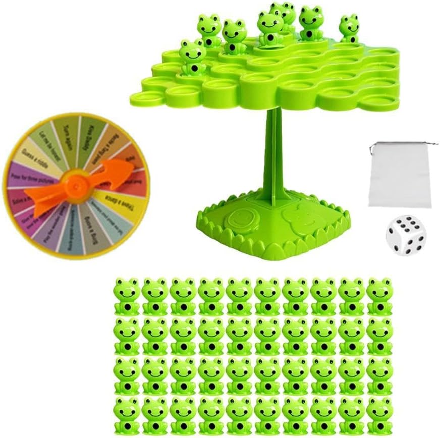 Balance Tabletop Game Set with Dinosaur Seesaw Toys Animal Building Blocks Educational Assembly Puzzle for Motor Skills Suitable for Parent Child Inte, Frog