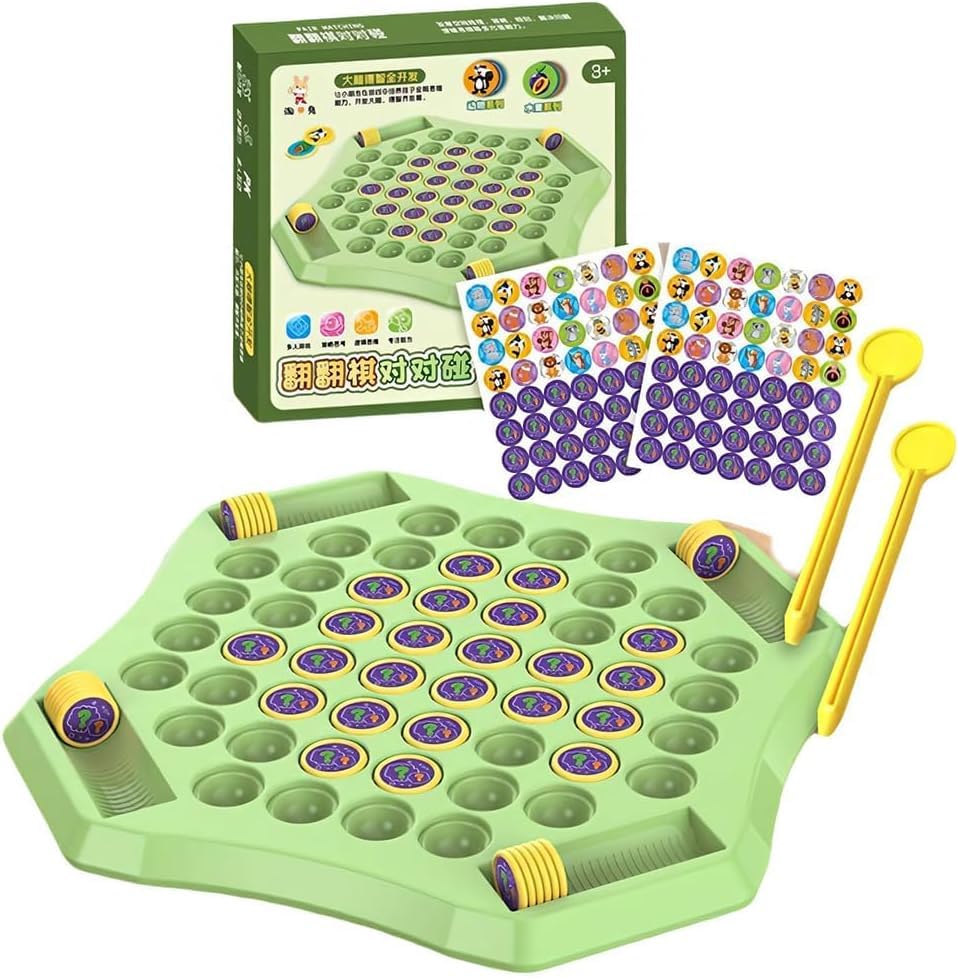 Animal Flip Chess Memory Chess Game,Cartoon Patterns Flip Chess Memory Game,Interactive Funny Educational Kids Toys,Toddler Matching Game for Kindergarten Gathering Activity