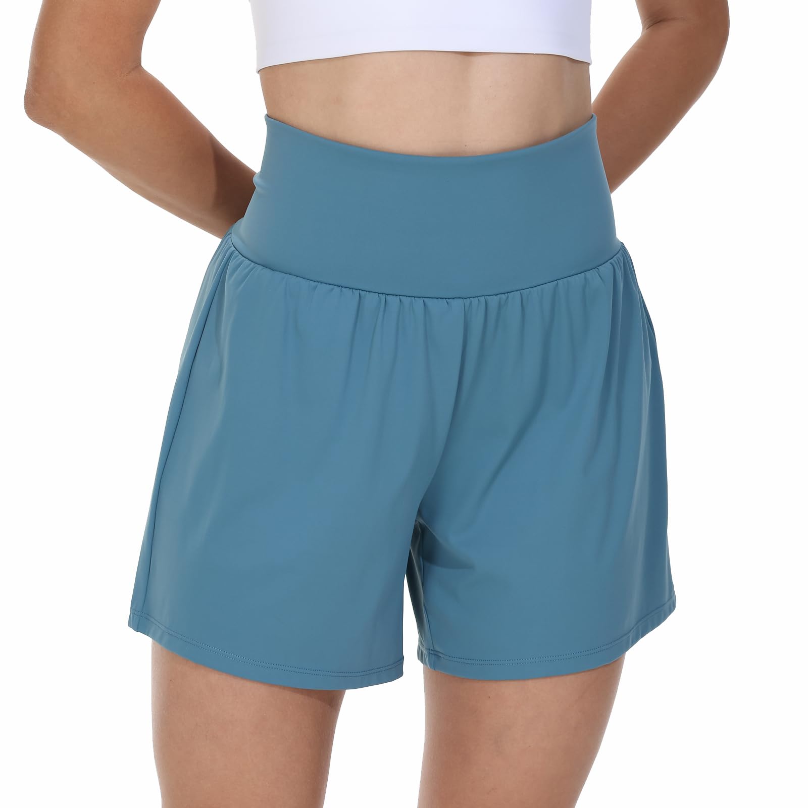 Blaosn Flowy Running Shorts Women Workout Athletic Gym Yoga High Waisted with Pockets Cute Sweat Short Pants Casual Summer