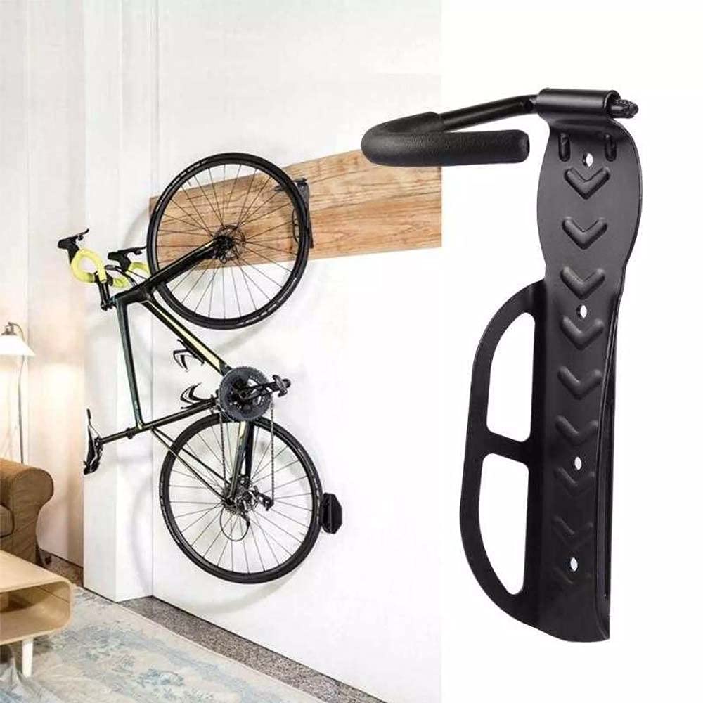 Bakaji Set 2 Staffe Ganci Porta Bicicletta da Parete Pieghevole in Gomma Salvaspazio per Mountain Bike Acciaio