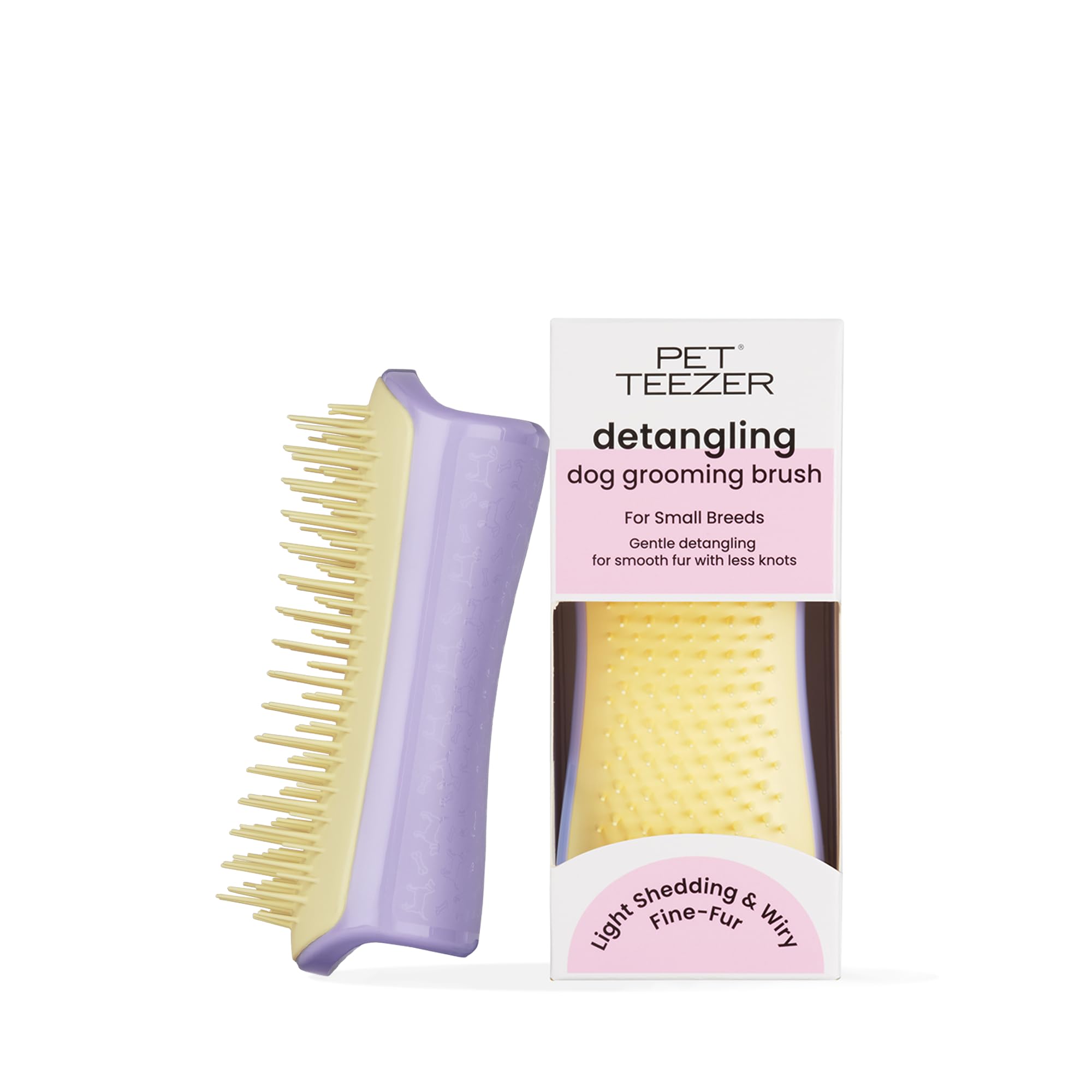 Tangle Teezer Cepillo Pequeño Pet Teezer - Cepillo Desenredante Pequeño para Perro - Cepillo para Perros - Cuidado del Pelaje en Seco o Mojado – Para Desenredar sin Tirones - Lila y Amarillo