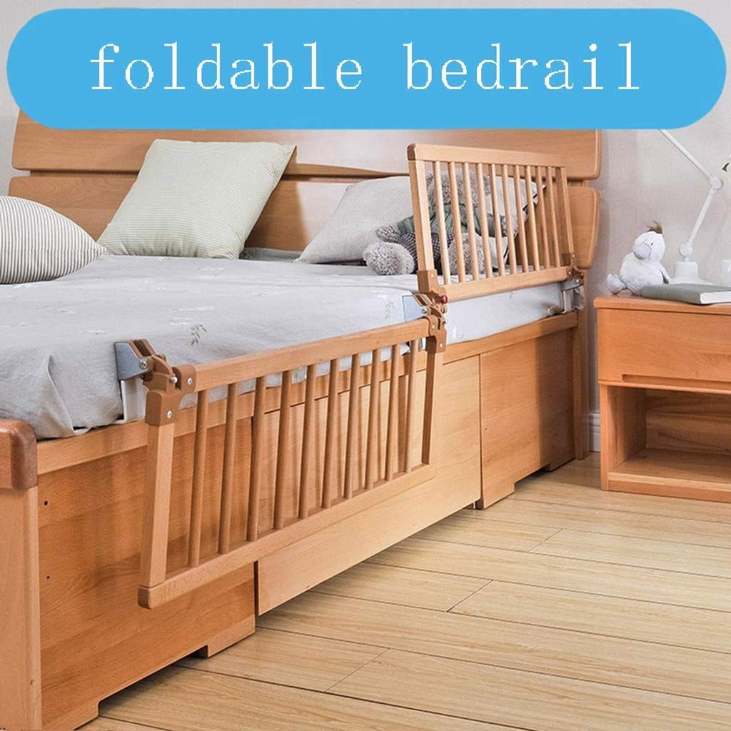 Barandillas de Cama para Personas Mayores de Madera de Haya Plegables, barandilla de Seguridad Universal para Adultos, para Camas empotradas con láminas (tamaño: 105 x 32 cm)