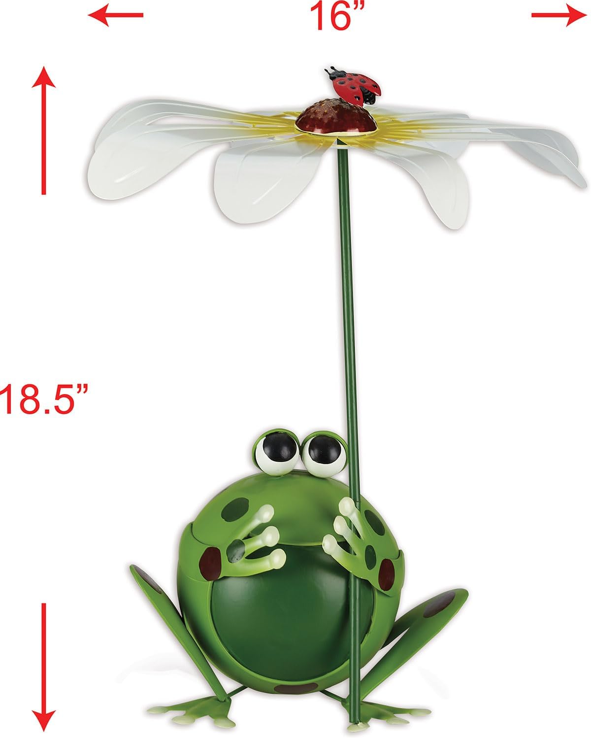 Sunset Vista Designs MF454 Outdoor Garden Sculptures Painted Metal Statue and Yard Decoration, 18.5", Frog W/Daisy - Image 2