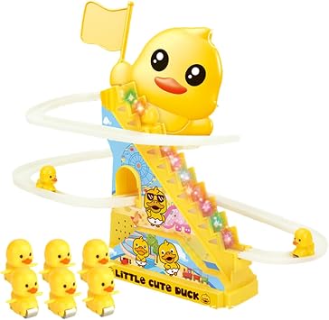 Small Duck Slide Toy, Climbing Stairs Electric Toy, Duck Roller Electric Track Slide Stairs Coaster Toys for Kids, Girls, Interactive Fun Toy for Hours of Entertainment
