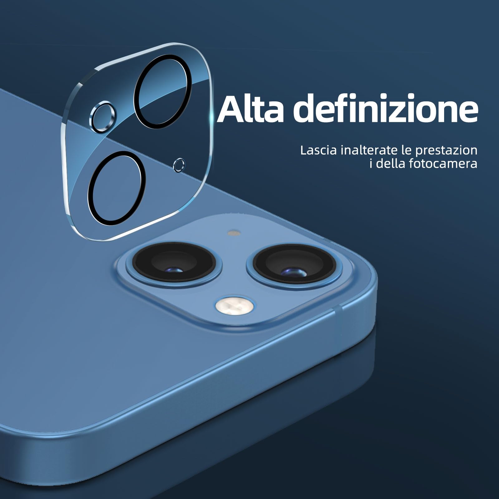 NEW'C 4 Pezzi, 2 x Pellicola Vetro Temperato per iPhone 13 (6,1"), e 2 x Pellicola Vetro Protettiva Fotocamera Posteriore per iPhone 13 (6,1") -Antigraffio - Ultra Resistente - Vetro Durezza 9H