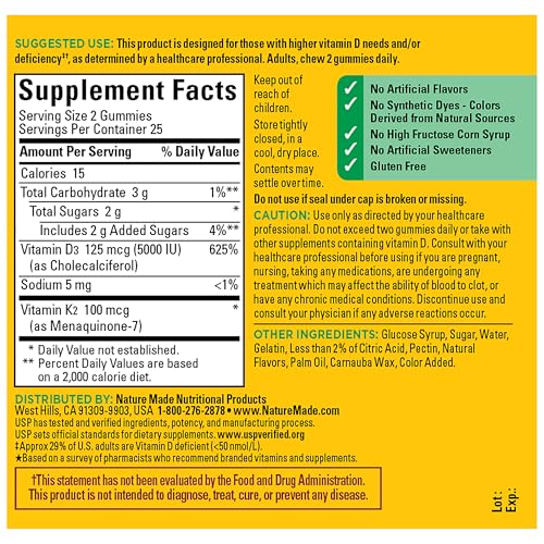 Nature Made Vitamin D3 K2 Gummies, 50 Gummy Vitamins - image 8