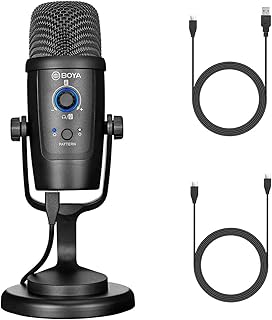ميكروفون USB من بويا PM500 مع كابل يو إس بي ايه اند سي متوافق أجهزة ويندوز وماك ومعظم الكمبيوتر النوع للبث الرقمي وألعاب الفيديو والعمل