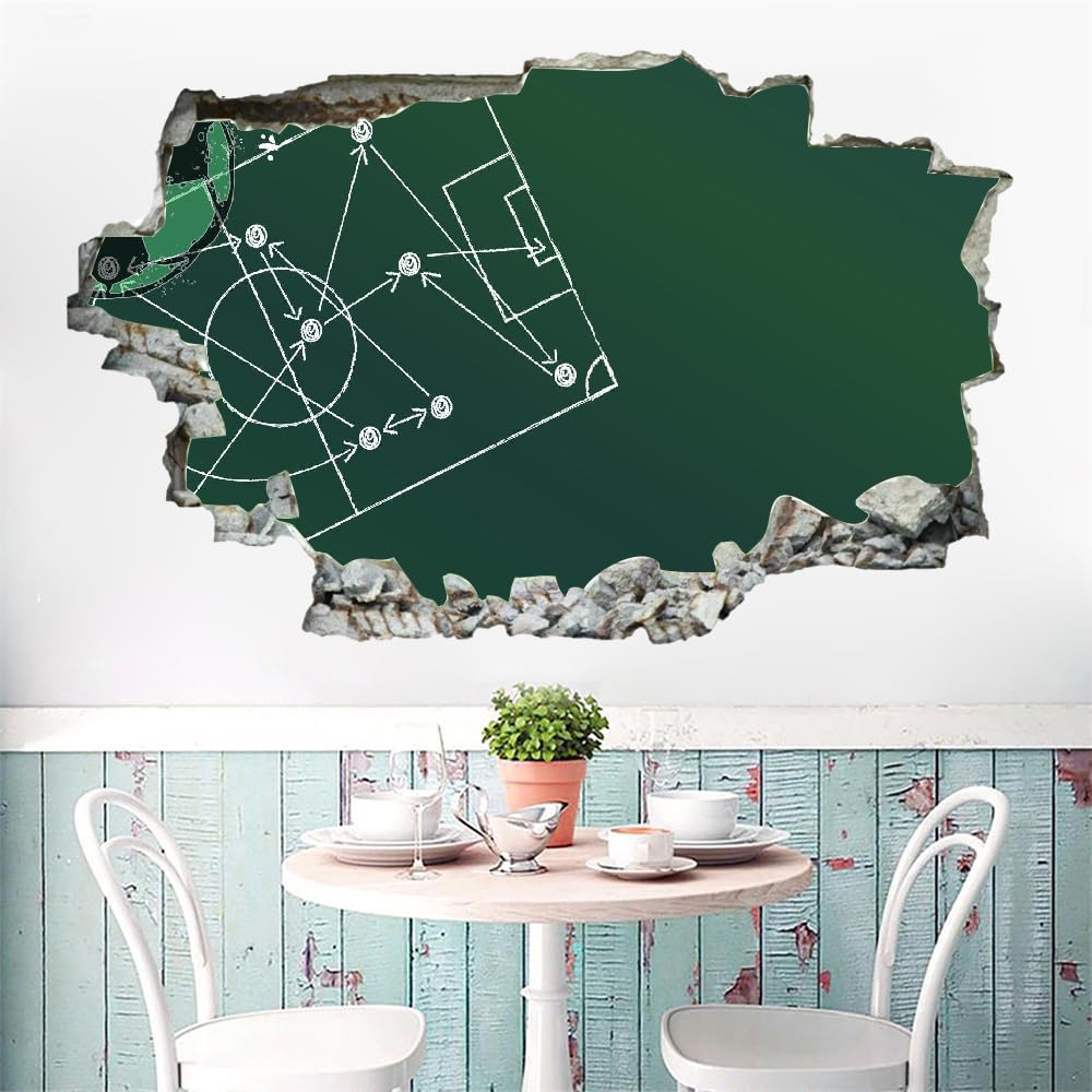 Decalcomanie Da Muro Art Wall Tattoo 3D Fracassato Campo Da Calcio Muro Della Stanza Dell'Autoadesivo Smontabile Della Parete Gli Sport Per Bambini Con Tatuaggio Adesivo Murale Bedroom Decor