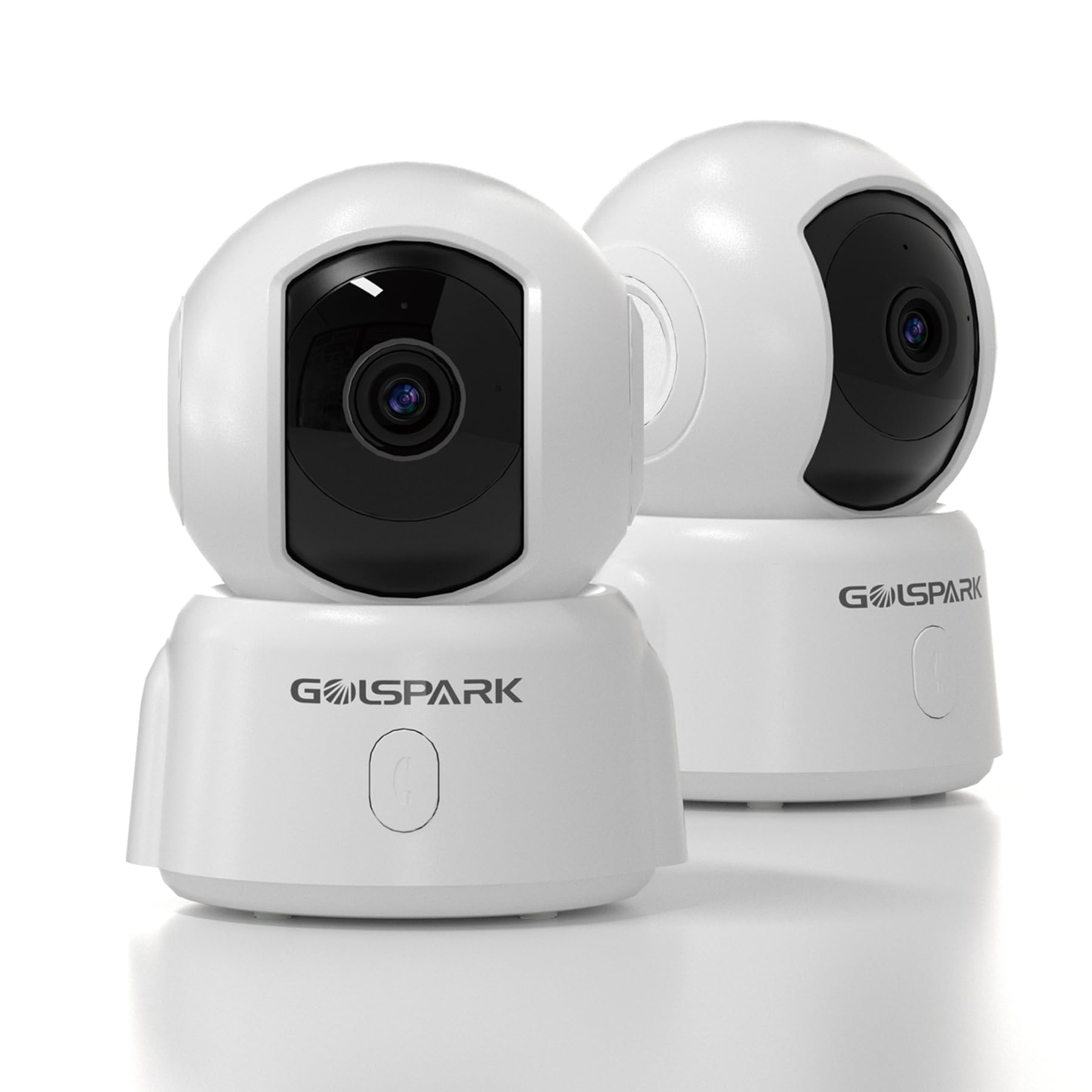 GOLSPARKHome Security Camera 2K for Baby Monitor, Pet Security Camera, 2.4GHz WiFi 360 PTZ Camera with Night Vision Motion Tracking Detection Two-Way Audio Sleep Mode SD Card Cloud Storage, 2 Pack
