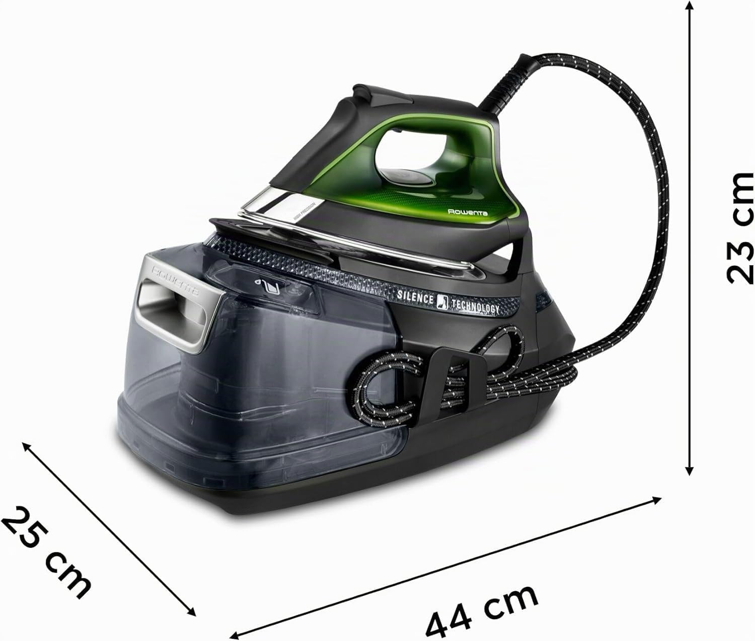 Rowenta Silence Steam Pro DG9248MAN 2800 W + semelle anti-brillance Kit exclusif avec station de repassage et semelle anti-brillance 8 bar, effet pressing 600 g/min, désinfecte vos vêtements