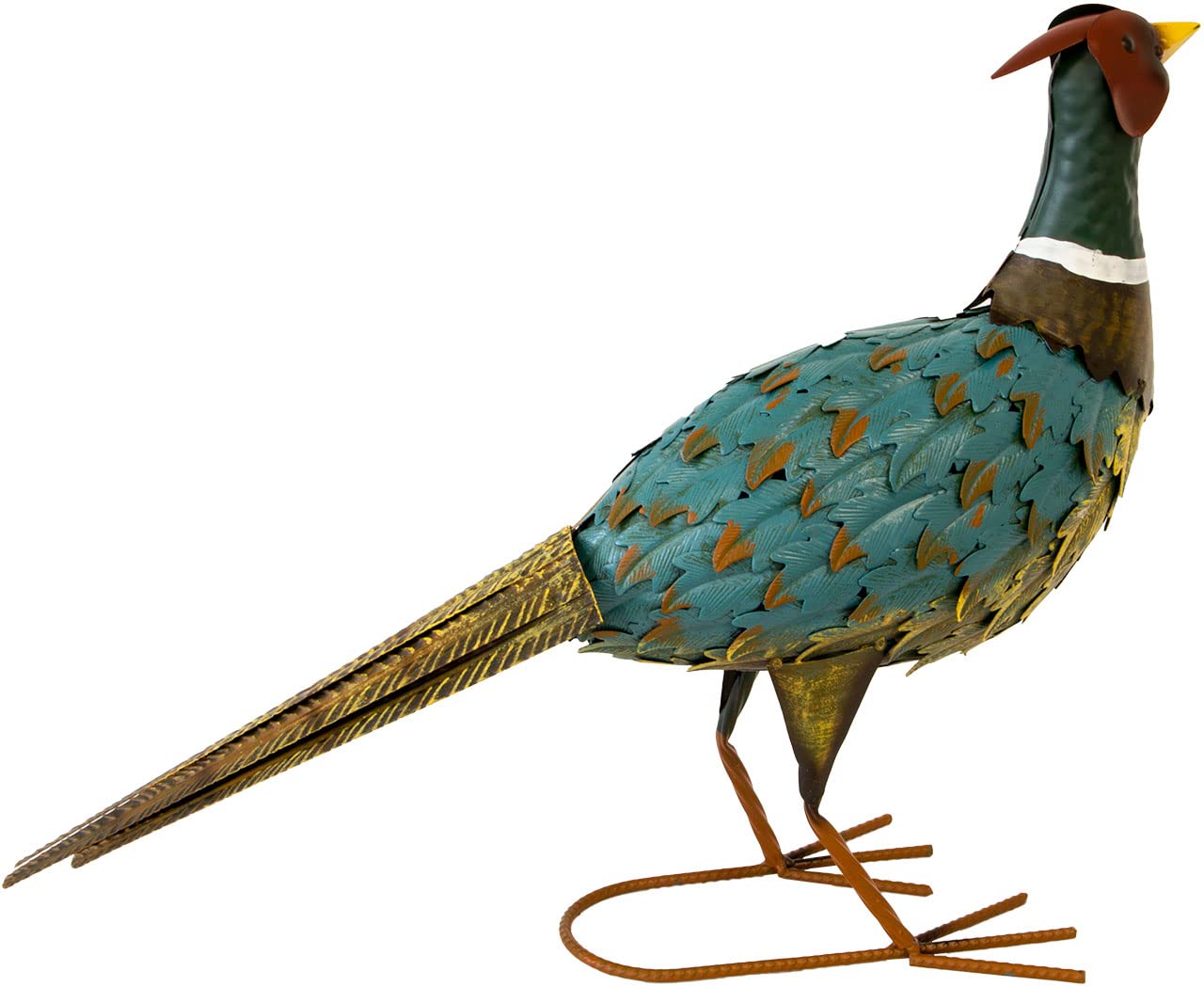 NATIV Dekofigur Fasan, 42 cm große Metallfigur, Gartendeko, Gartenvogel