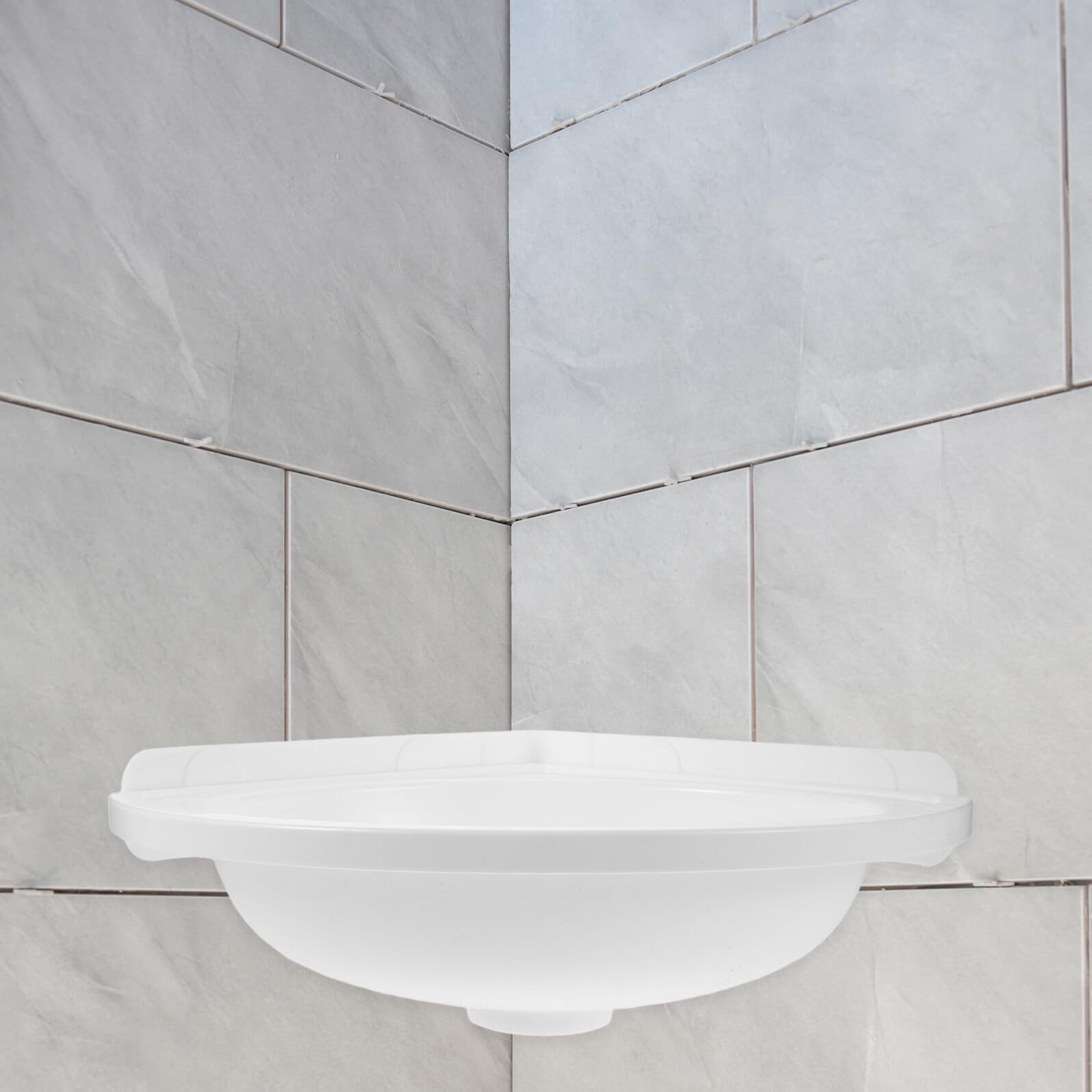 Lavandino Piccolo Triangolare da Muro in Plastico Bianco per Bagno, Facile da Installare con Flusso D'acqua Fluido, per Spazi Esterni e Ambienti Ridotti