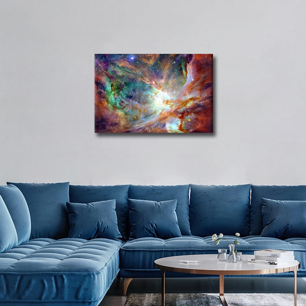 Canvas Wall Art Abstract Planet and Galaxy Pictures Prints Night Sky Clouds Stars Nebula Painting for Living Room Bedroom Decor Contemporary Artwork Home Decor Framed 16x24inch - Image 2