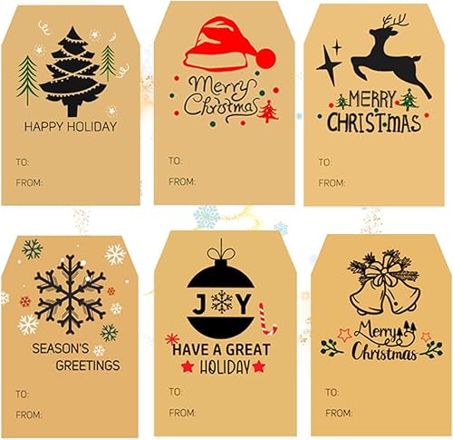 AWEELON 500 etiquetas adhesivas de regalo de Navidad, papel de estraza para regalo de Navidad, etiquetas autoadhesivas para regalos de Navidad, 3 x