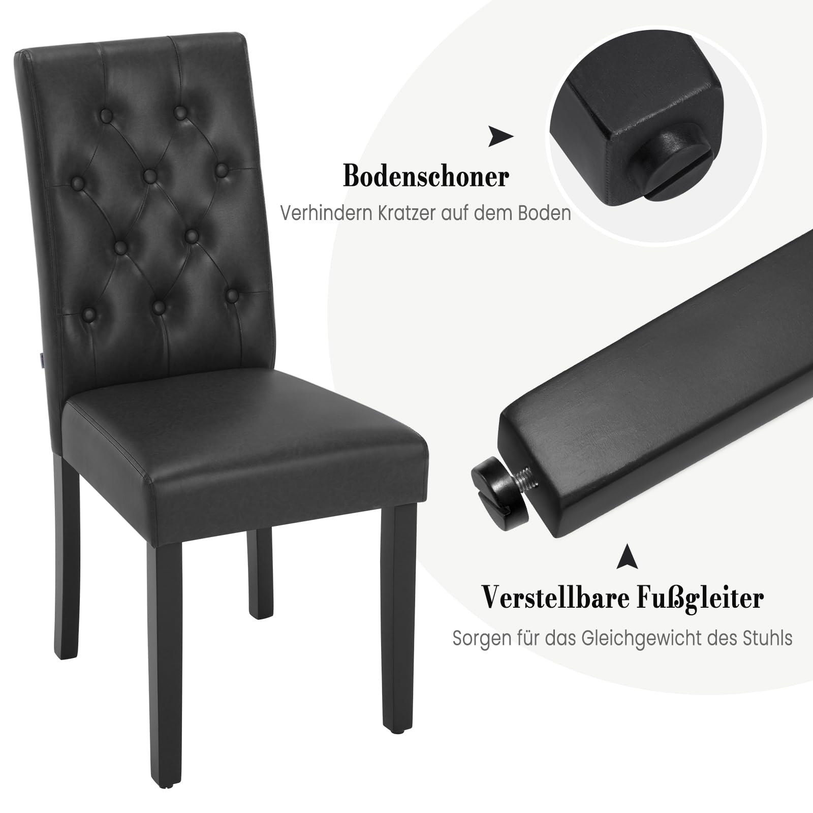 WOLTU Esszimmerstühle 4er Set, gepolstert mit hoher Rückenlehne Holzbeinen