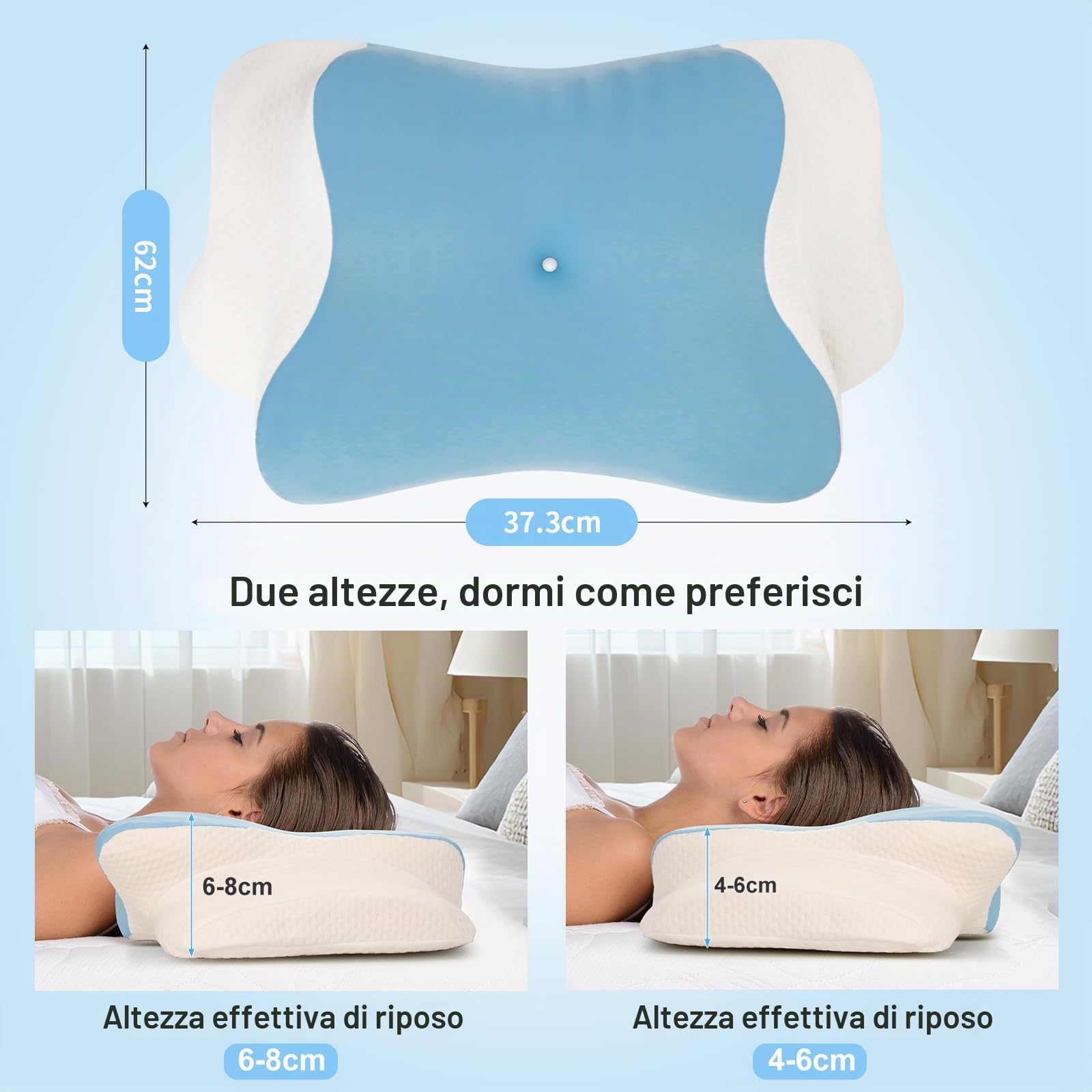 Cozary Cuscino Cervicale per Dormire, Cuscino Memory Foam, Cuscini per Cervicale Ergonomico per Dorme di Lato, Sulla Schiena e Sulla Pancia