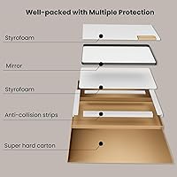 Vista 10 de Espejo de baño negro de 20x30 pulgadas con marco de metal negro, espejo de tocador rectangular redondeado con acabado mate para pared, con vidrio