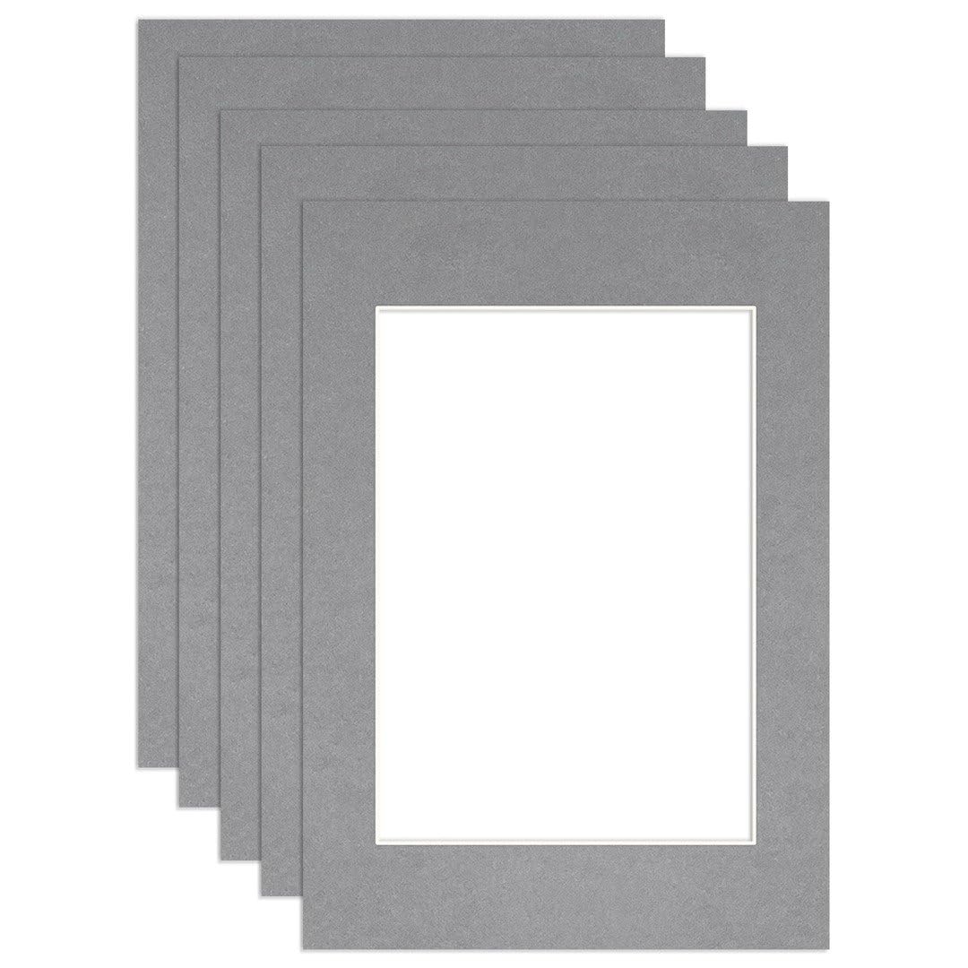 Procut Global A1 Mid Grey Picture Mounts to Fit A2 Aperture - Precision Cut Cardboard Photo Mount - Ideal for Frames, Prints, Artwork & Certificates - Sizes & Colours Available - 5 Pack