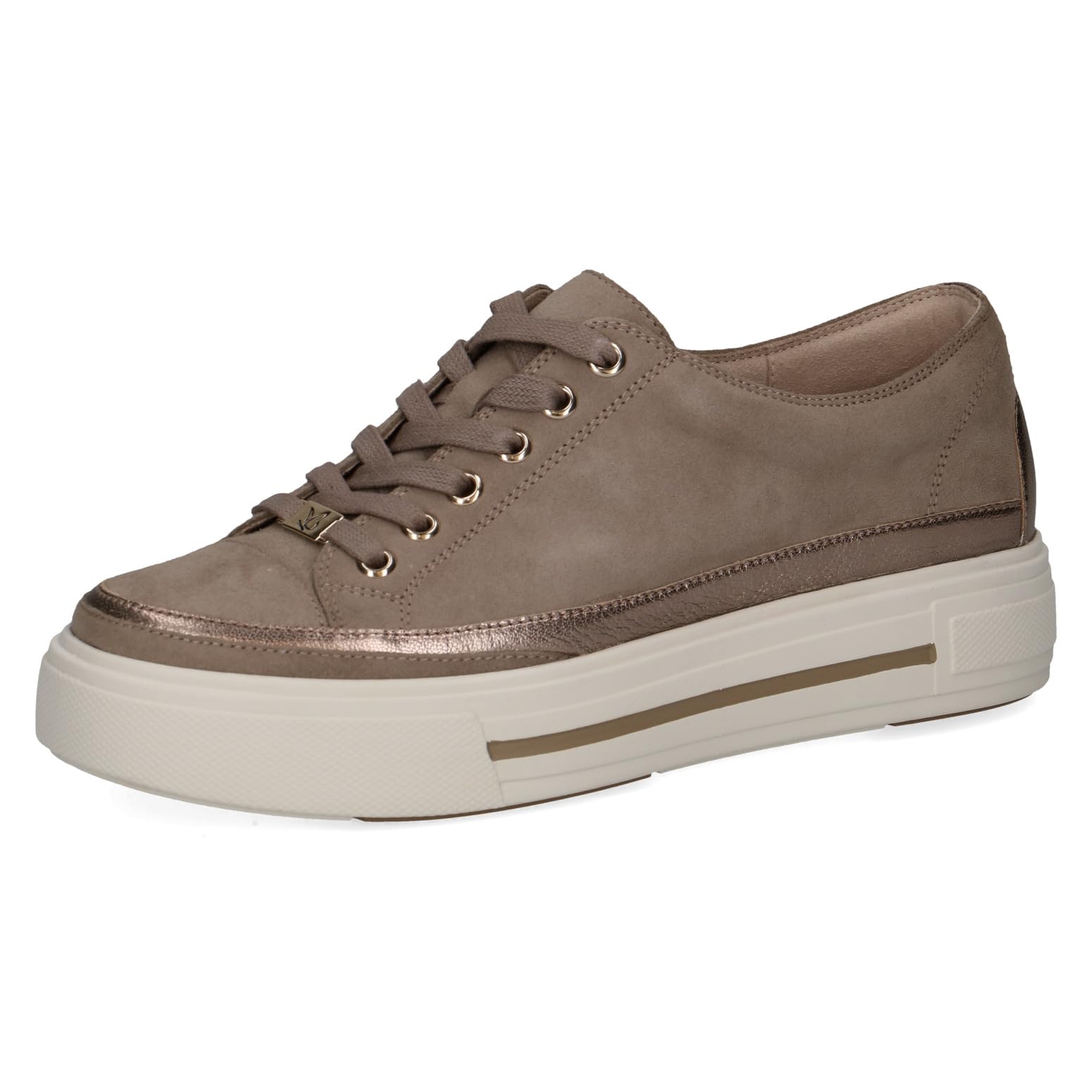 CAPRICE Women's Platform Leather Sneakers lace-up, Brown (Mud Comb), 3.5 UK