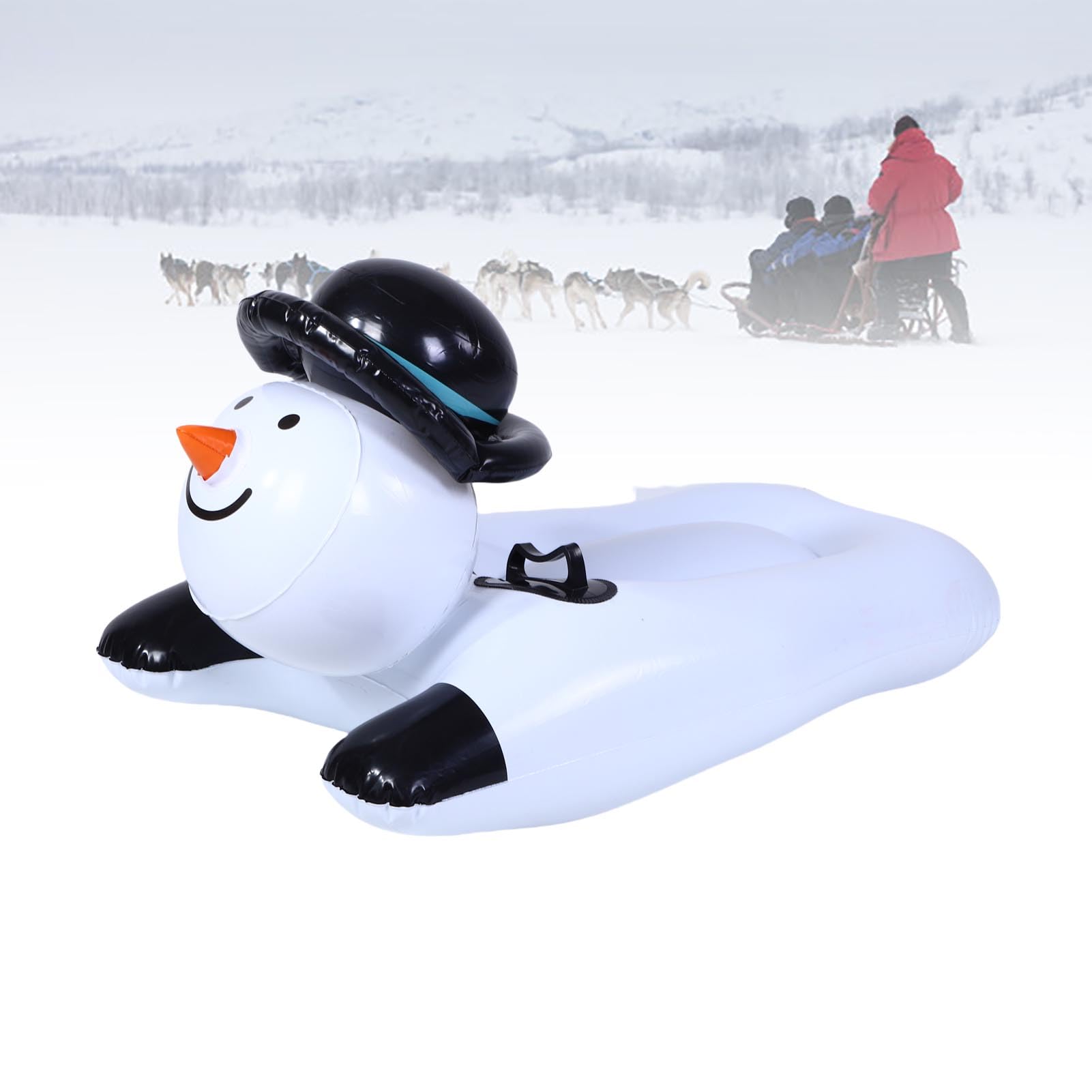 Tubo da neve gonfiabile, pupazzo di neve, tubo da slitta gonfiabile, in PVC spesso invernale con manici robusti per divertimento all'aperto in famiglia
