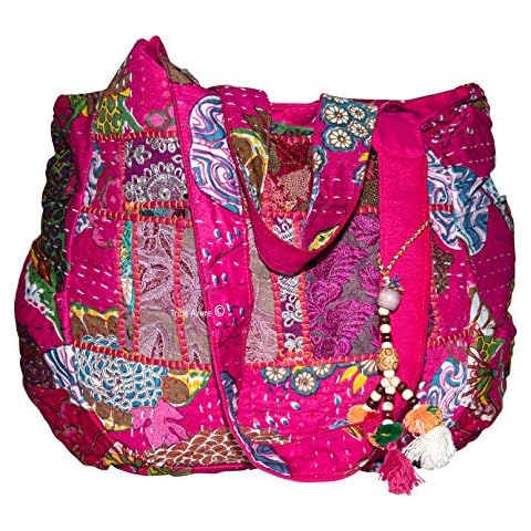 Tribe Azure Fair Trade Women's Cotton Shoulder-Handbags One Size Pink Cover