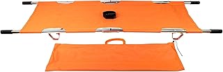 LINE2design Medical Emergency Folding Portable Stretcher with Heavy Duty Handles, Carrying Case and Straps - EMT Backboard Ambulance Folding Stretcher, Secure Patient Transport Mover - Orange