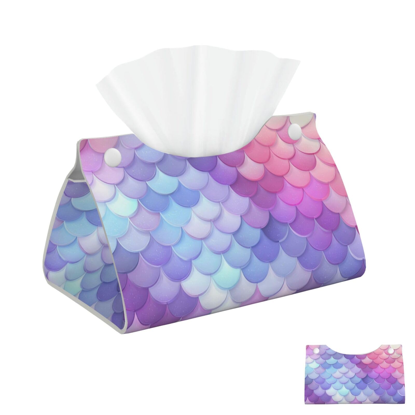 Dreamy Gradient Mermaid Scales Tissue Box Cover Square Cube Boxes