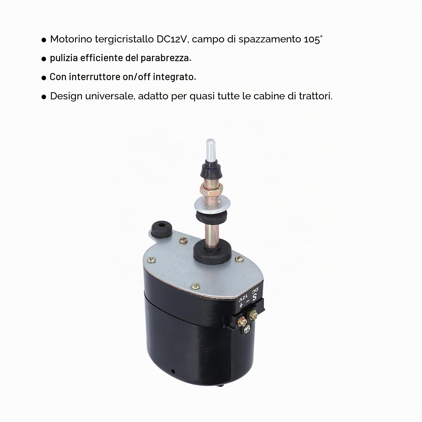 Motore tergicristallo, motore tergicristallo facile da installare e utilizzare con motore tergicristallo DC12V e area tergicristallo a 105° per sostituzione tergicristallo auto