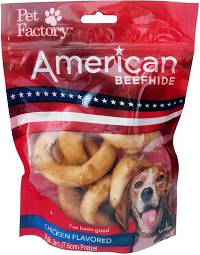 Pet Factory American Beefhide - Golosinas masticables para perros de 3 a 3.5 pulgadas, sabor a pollo, 4 unidades1 paquete