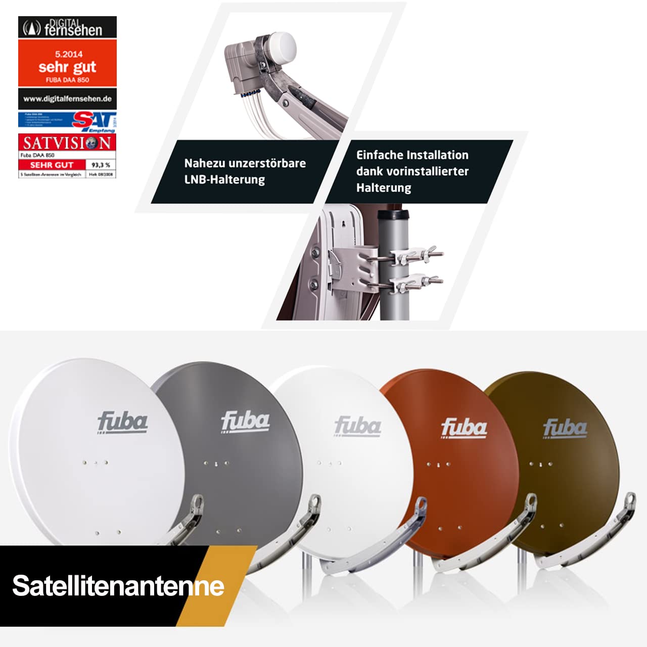 PremiumX Satelliten-Komplettanlage Fuba DAA 850 A Satellitenschüssel Alu Anthrazit 5/16 Multiswitch LNB F-Stecker, 1 SAT 16 Teilnehmer