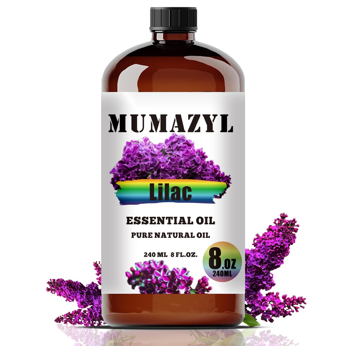 Lilac Essential Oil, Lilac Oil 8 Fl Oz 240ML for Diffuser Humidifier Yoga Cleaning DIY Candle Soap Making MUMAZYL Essential Oils