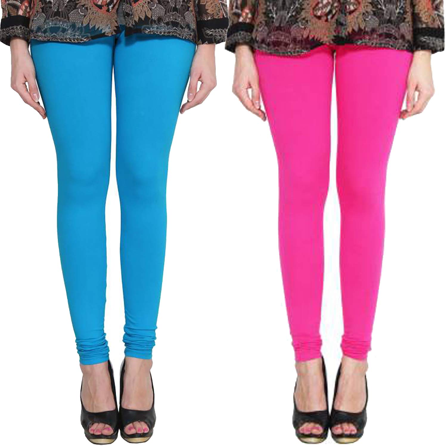 clarita Premium_Cotton Lycra_Churidar Leggings_For Women/Girls/Ladies_Combo Pack of 2_(Light Blue & Rani Pink)-picture-32