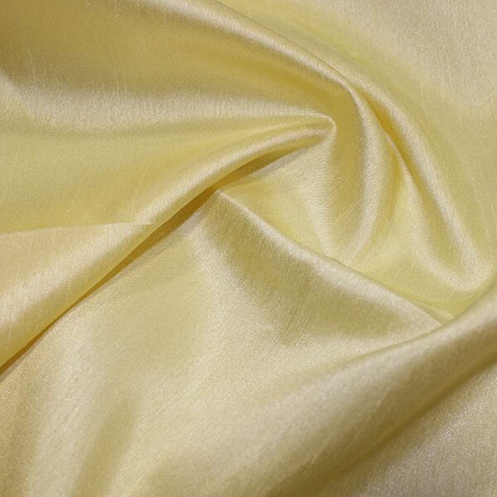 Satin Backed Shantung Dupion Faux Silk Dress Fabric Lightweight 146cm Wide (Per metre) (Mellow Yellow)