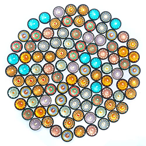 LIHUADE 100 Stück Dekorative Kaleidoskop Glas Cabochons Granulate,12mm Glasnuggets Gemischte Farbe für DIY Handwerk Schmuck Machen, LHDBLTWHT000 Cover