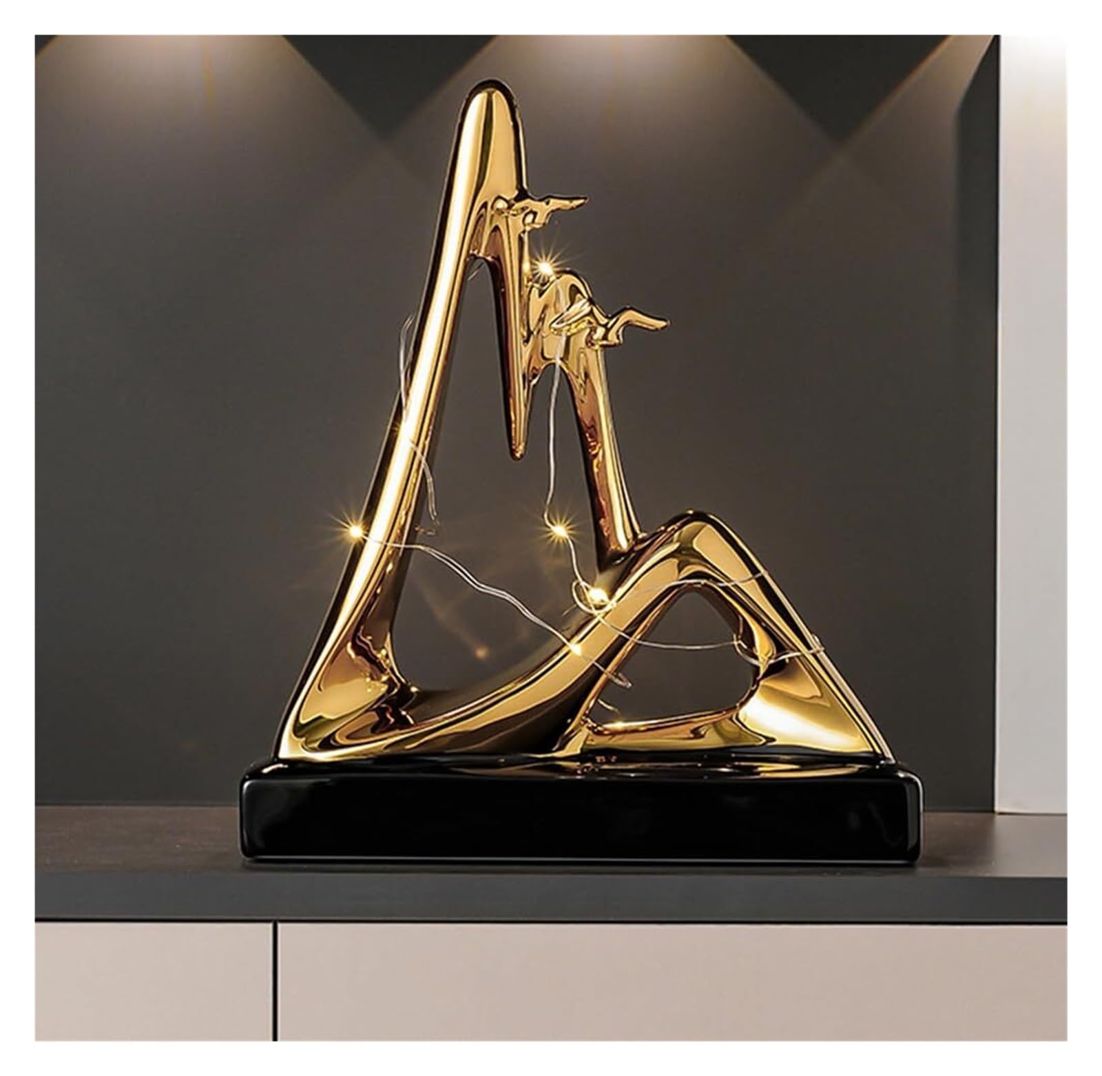 JJJing5 Decor Ceramic Decor Abstract Sculpture Art Figurine Ornaments for Feng Shui Nightstand Accessories(A)