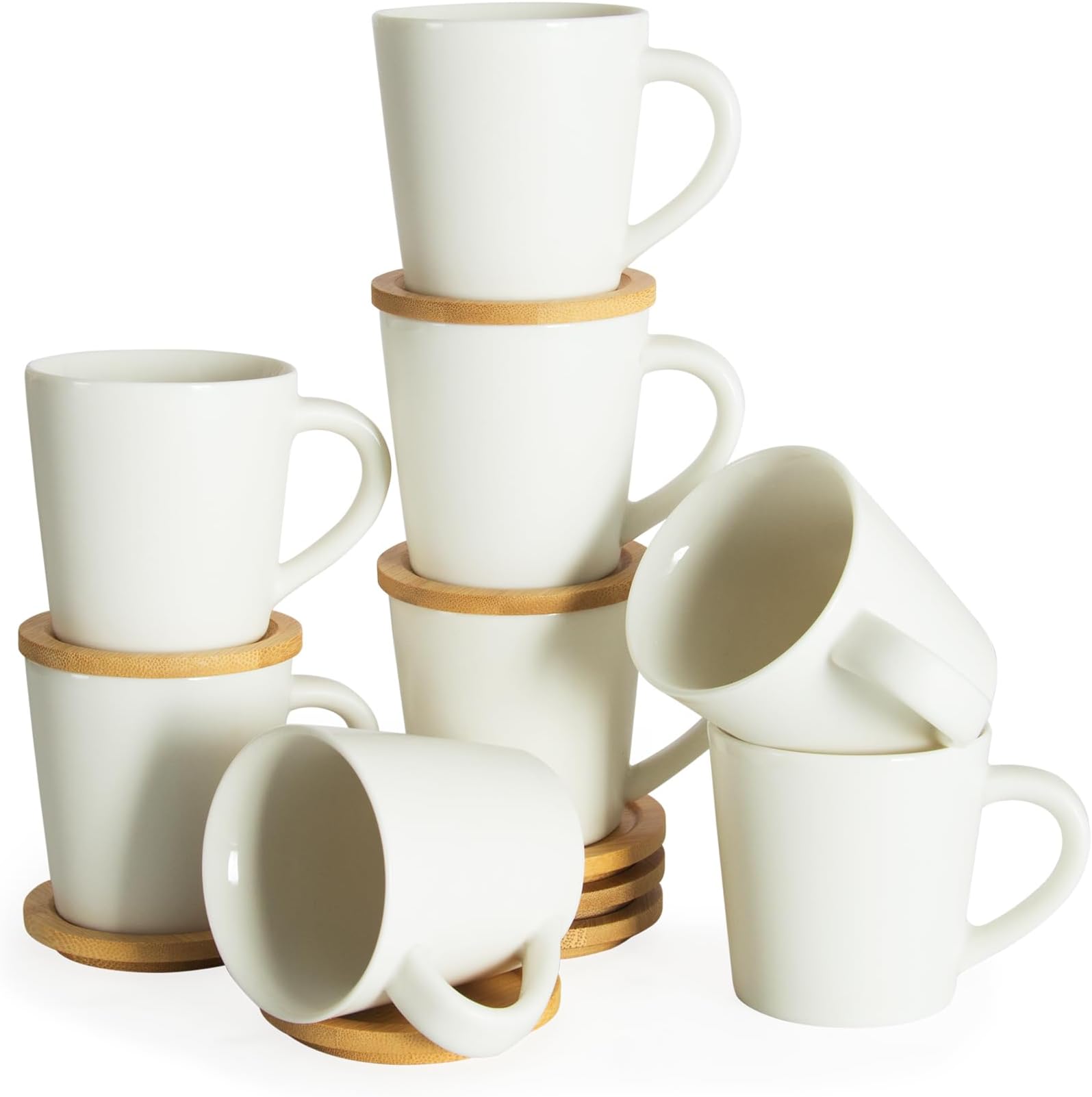 TEZEMEC Espresso Cups with Saucers Set of 84oz Stackable