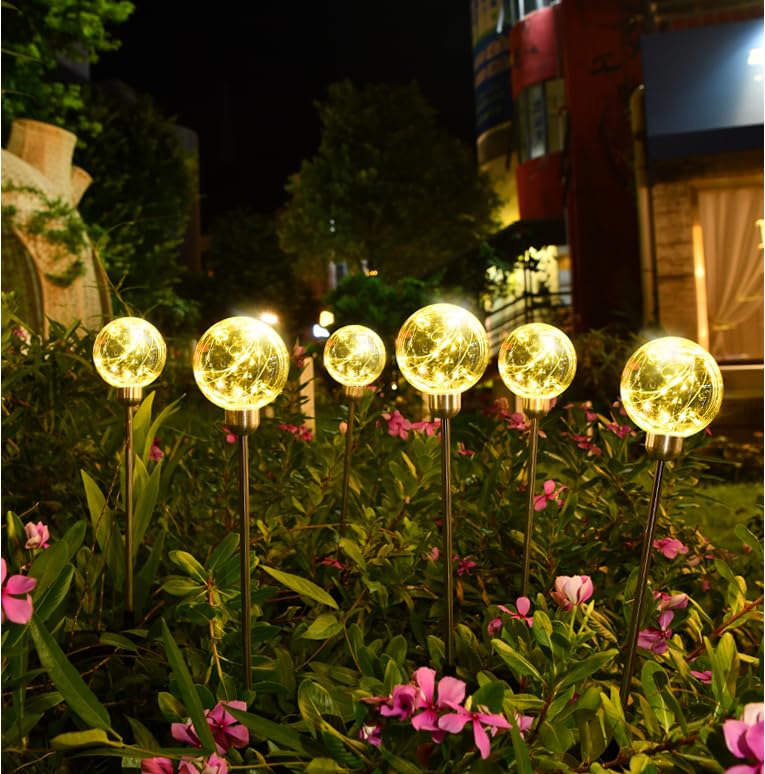 4 Pack LED Solar Garden Globe Lights, Color-Changing Outdoor Decorative Ground Light, Solar Pathway Lights for Landscape Patio Yard Walkway Decoration