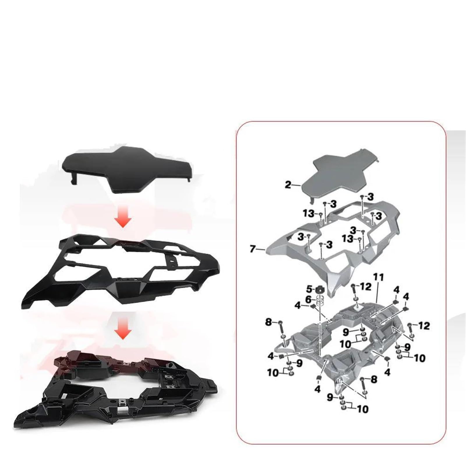 Coda Coprisedile Carena Copertura Posteriore Per Sella Moto Per BMW R1200GS R1250GS Adventure R 1250 1200 GS/ADV LC Kit Portapacchi Per Sella Passeggero(Nero)
