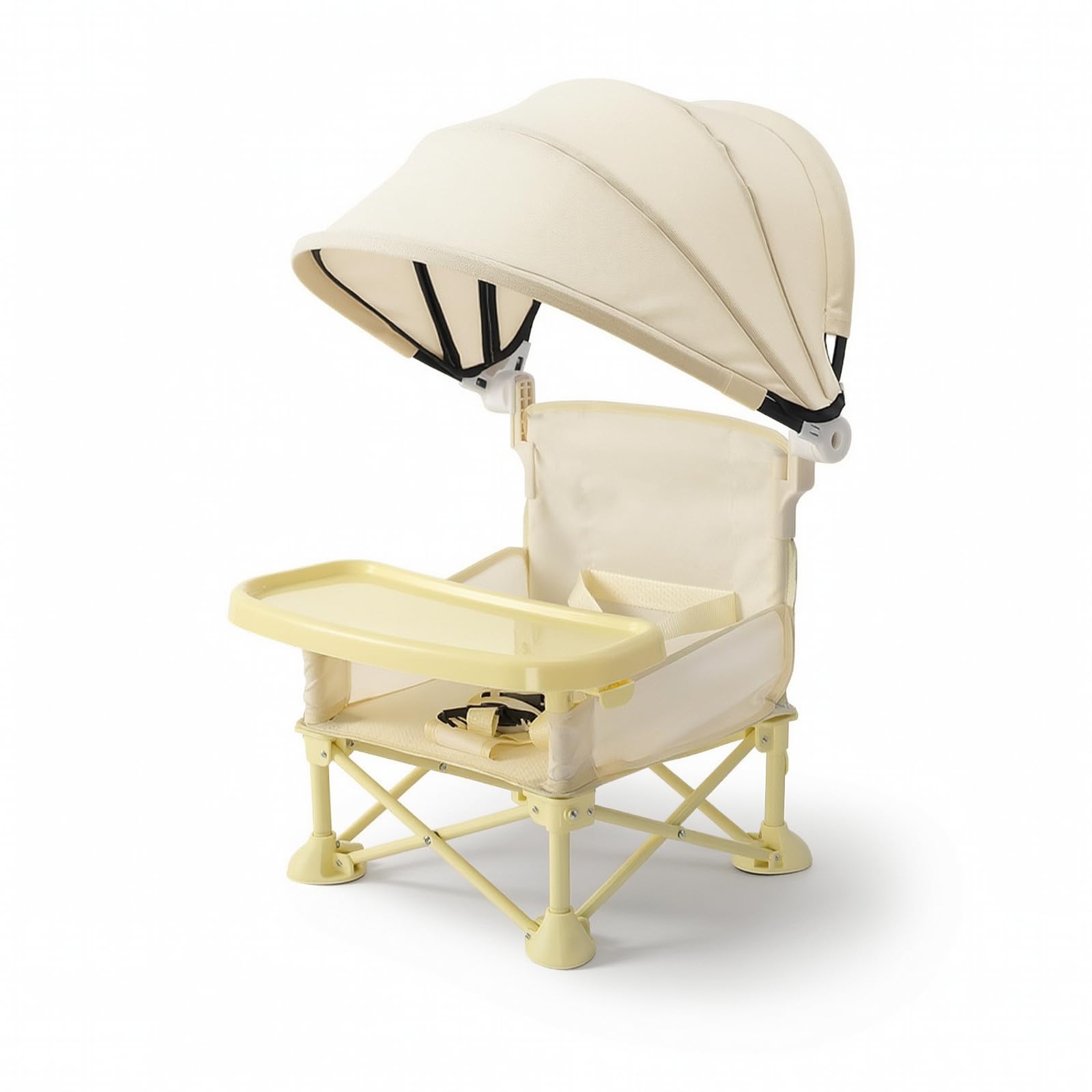 Silla Alta Plegable para Niños Trona, Array, Amarillo Limón Con Soporte De Acero De Alto Carbono + Toldo, Plegable Con Toldo