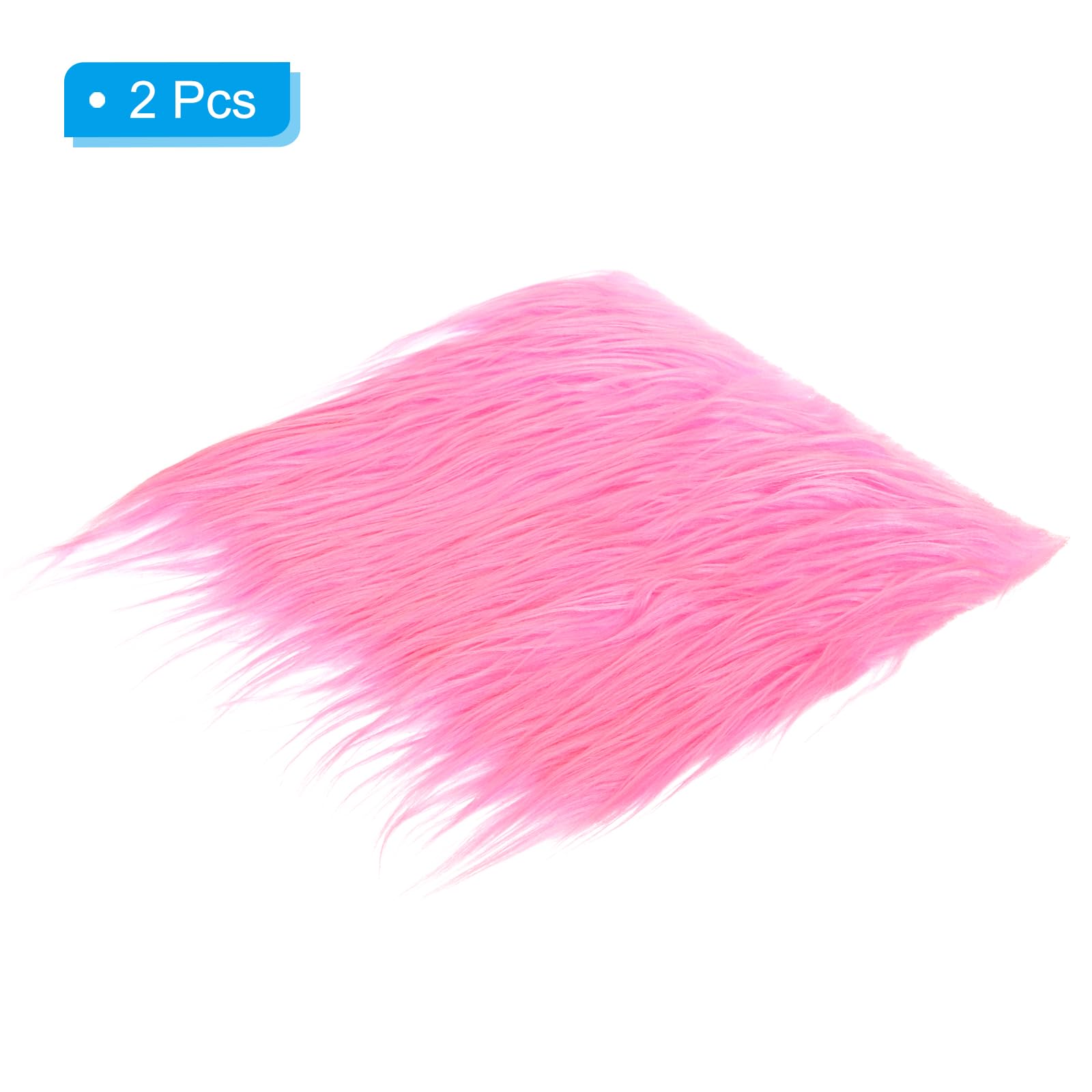 PATIKIL Plush Faux Fur Fabric Square, 2 Pcs 10" x 10" Fluffy Faux Fur Patches Cuts for DIY Crafts Christmas Halloween Gnome Beard, Pink - Image 3